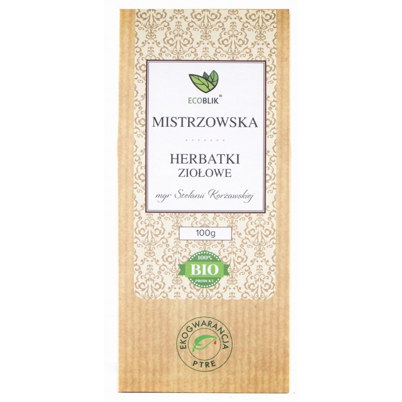 Herbatka Mistrzowska to niezwykła receptura mgr Stefanii Korżawskiej znawczyni ziół, eksperta w dziedzinie ziołolecznictwa.