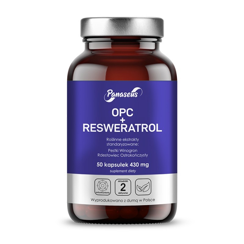 OPC + Resweratrol 430mg 50 kaps. Panaseus antyoksydanty