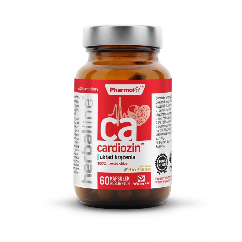 Cardiozin herballine 60 kaps. PharmoVit układ krążenia pieprz czarny BioPerine ekstrakt z głogu winogrona miłorząb japoński
