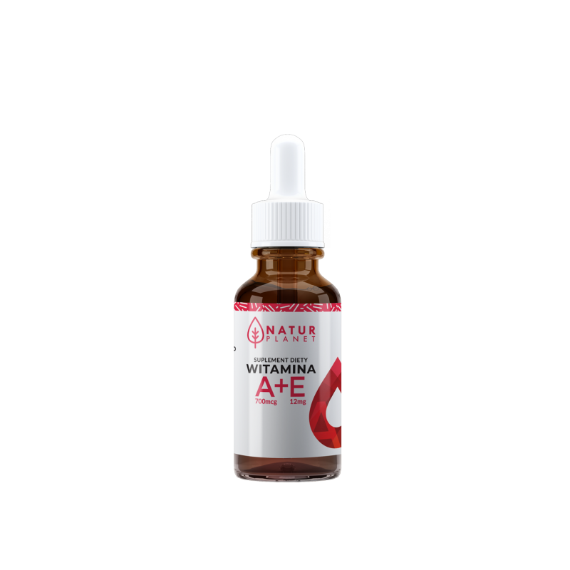 Witamina A+E krople 30ml Natur Planet ekwiwalent retinolu ekwiwalent alfa-tokoferolu