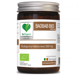 Baobab bio 500mg 100 tabl. BeOrganic Medicaline ekologiczny mielony owoc baobabu Adansonia digitata