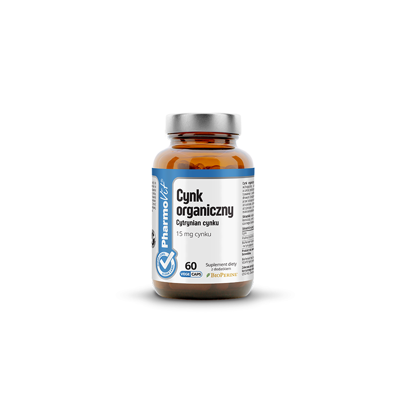 Cynk organiczny 15 mg 60 kaps. PharmoVit cytrynian cynku inulina Orafti GR Bio Perine