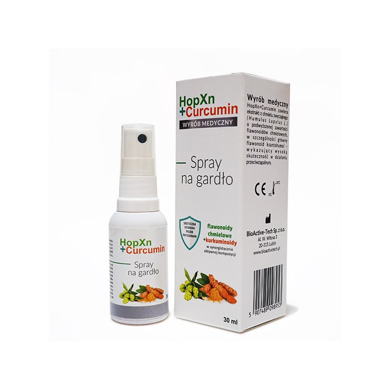 Spray na gardło 30 ml HopXn+Curcumin kurkuma chmiel