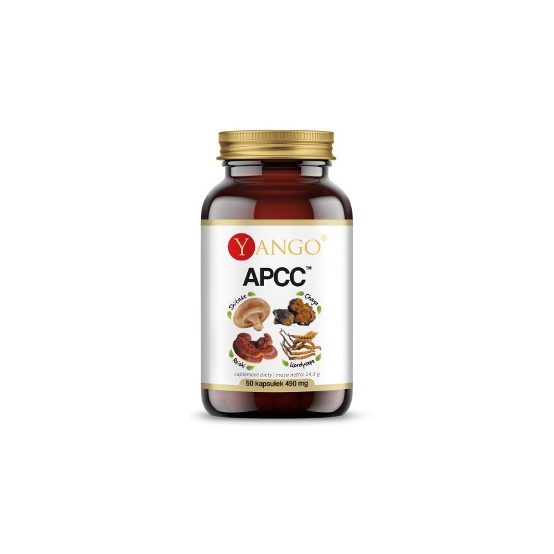 APCC - reishi, shitake, kordyceps, chaga - 50 kapsułek ganoderma lucidum lentinula edodes cordyceps sinensis inonotus obliquus