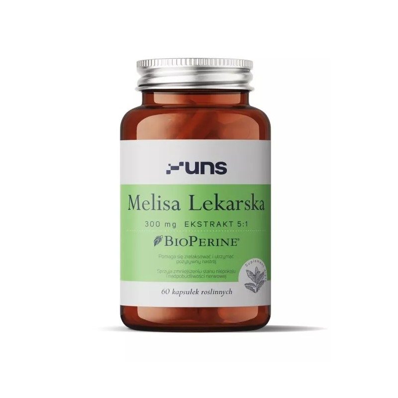 Melisa lekarska 300mg 60 kaps. UNS BioPerine ekstrakt z melisy lekarskiej Melissa officinalis