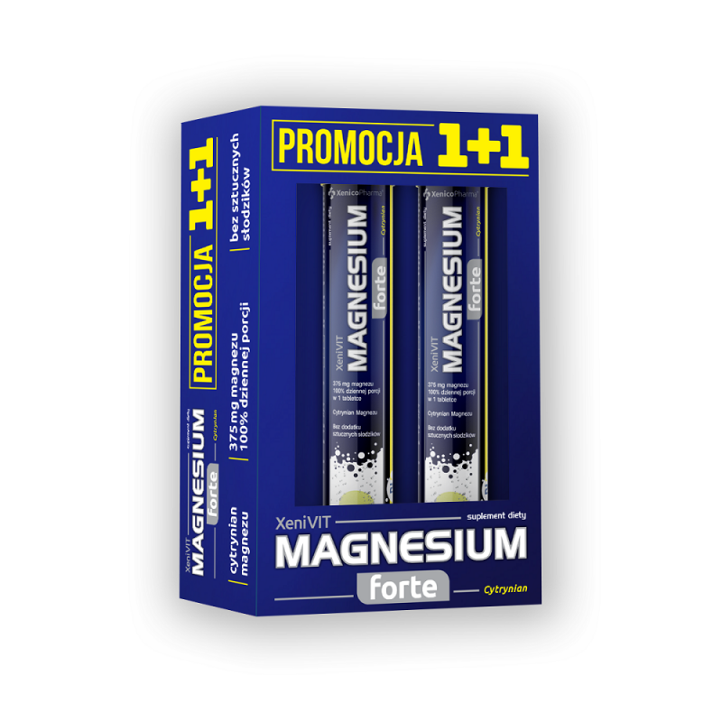 XeniVit Magnesium forte zestaw 1+1 - 2x20 tabletek XenicoPharma magnez witamina B6 chlorowodorek pirydoksyny węglan magnezu