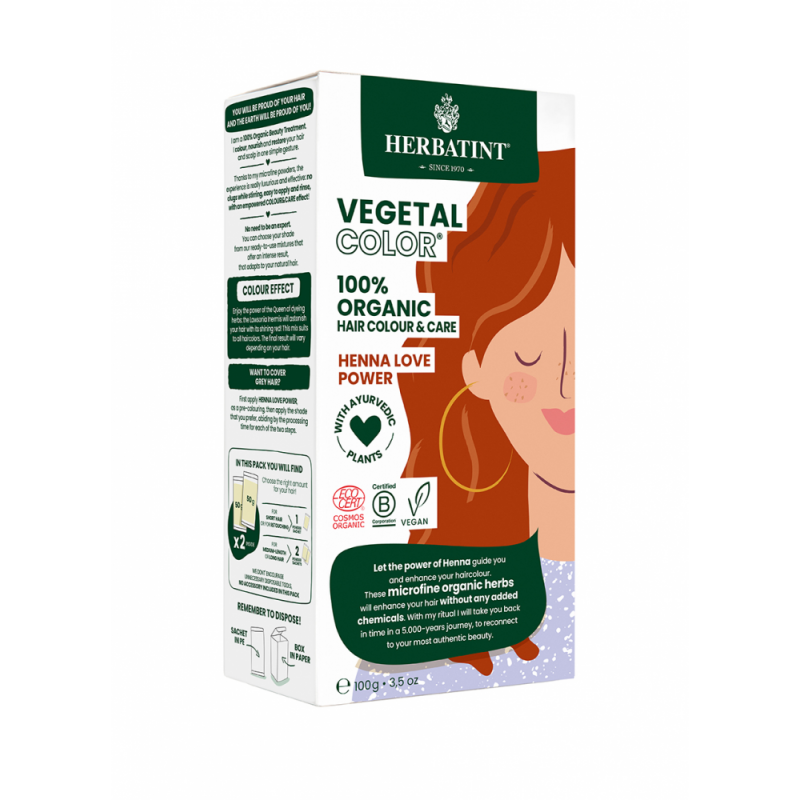 Farba do włosów Herbatint Vegetal Color 100% ORGANIC Henna Love Power - Czerwień Henny