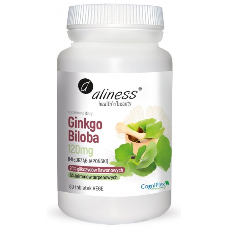 Ginkgo Biloba (miłorząb japoński) 120 mg 60 Vege tabletek Aliness