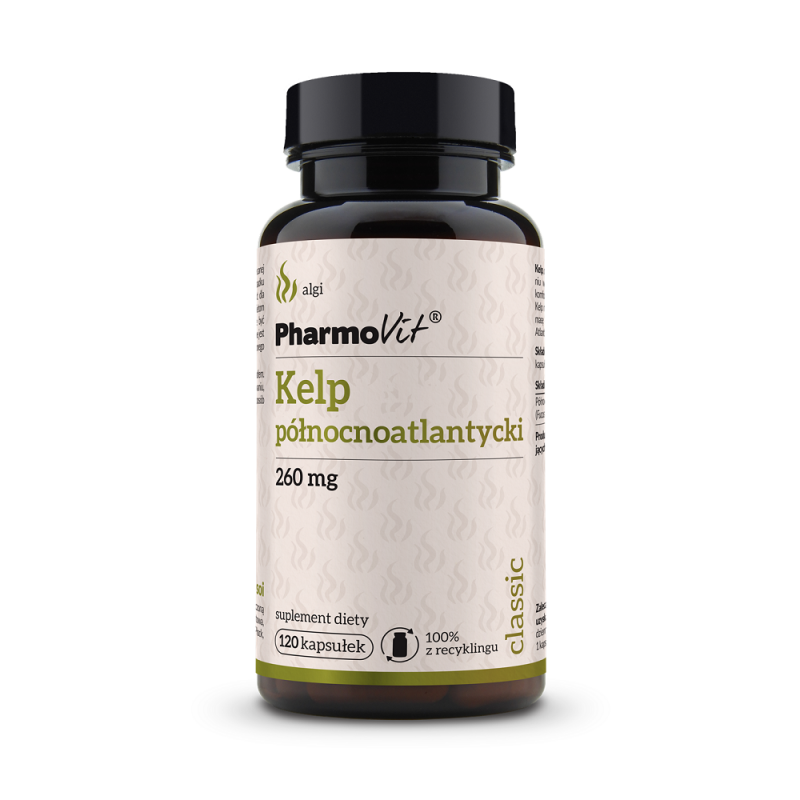 Kelp północnoatlantycki 260mg 120 kapsułek Pharmovit morszczyn pęcherzykowaty Fucus vesiculosus
