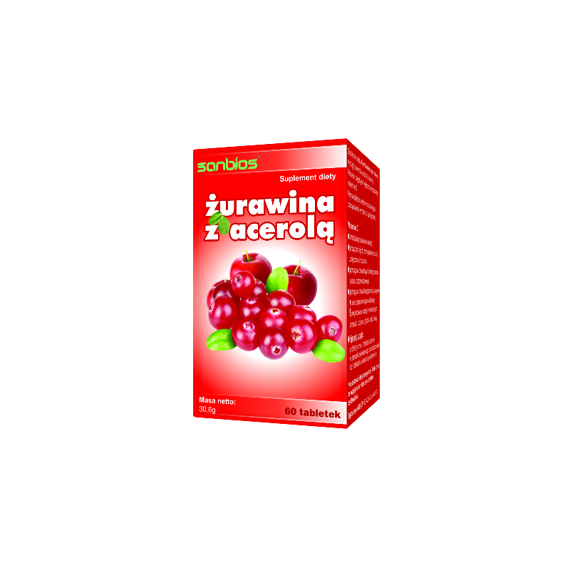 Żurawina z acerolą 60 tabl. Sanbios żurawina pokrzywa acerola skrzyp