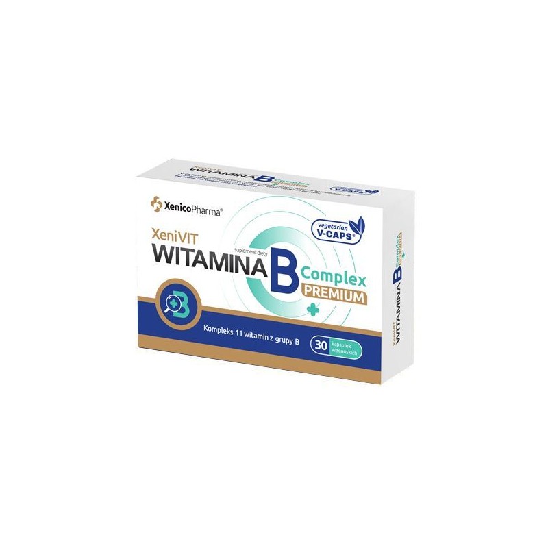 Witamina B complex premium 30 kaps. Xenico Pharma kompleks 11 witamin B tiamina niacyna cholina inozytol ryboflawina PABA