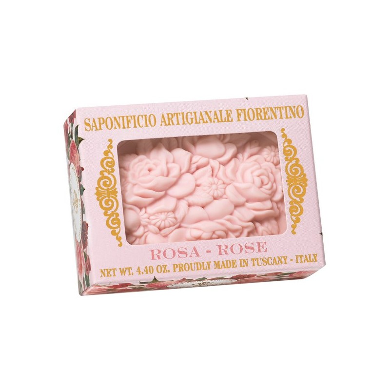 NATURALNE MYDŁO O ZAPACHU RÓŻY, 125 G, W PUDEŁKU Z OKIENKIEM - SAPONIFICIO ARTIGIANALE FIORENTINO