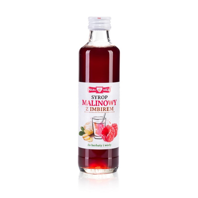 Syrop malinowy z imbirem 250ml Polska Róża Sok NFC z malin imbiru cytryny syrop do herbaty i wody