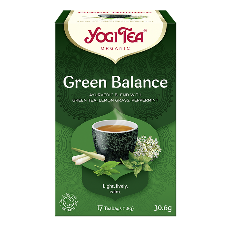 Yogi Tea Green Balance zielona harmonia 17 sasz. ajurwedyjska herbata z zieloną herbatą trawą cytrynową miętą pieprzową bio
