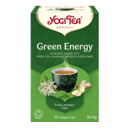 Yogi Tea Green Energy zielona energia 17 sasz. Ajurwedyjska herbata z zieloną herbatą guaraną imbirem kwiatem bzu czarnego bio