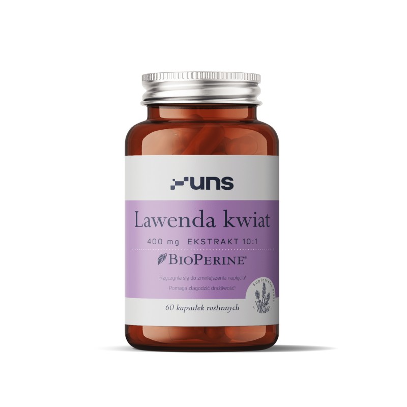 Lawenda kwiat 400mg 60 kaps. UNS BioPerine ekstrakt z kwiatów lawendy Lavandula angustifolia