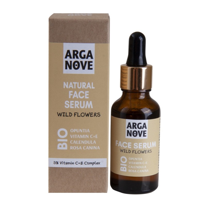 Serum do twarzy antyoksydacyjne Dzikie Kwiaty 30ml ArgaNowe witamina C witamina E nagietek rumianek