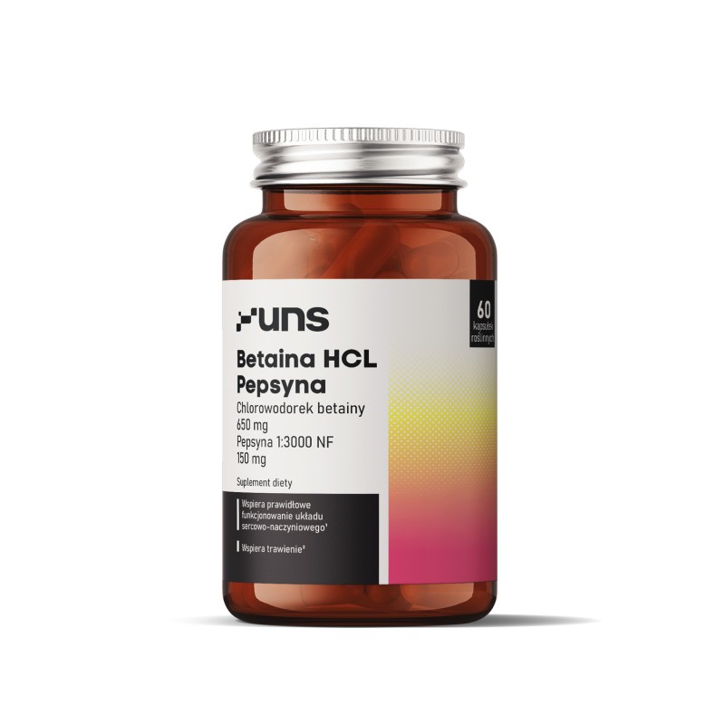 Betaina HCL Pepsyna 60 kaps. UNS Chlorowodorek betainy pepsyna