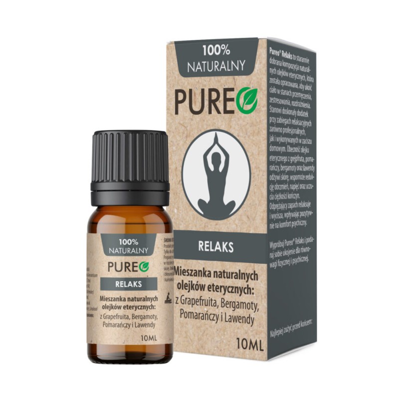 Olejek eteryczny Relaks 10ml Pureo mieszanka olejków etererycznych z grapefruita bergamoty pomarańczy lawendy Citrus Bergamia