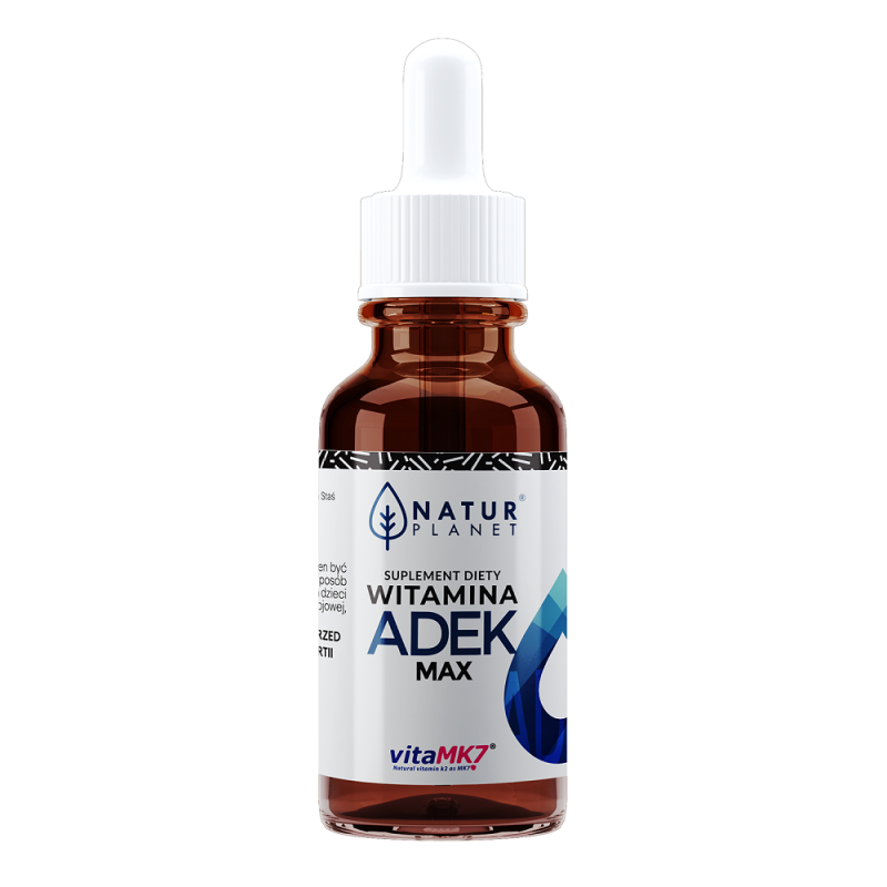 Witamina ADEK MAX 30ml Natur Planet palmitynian retinylu cholekalcyferol octan D-alfa tokoferylu menachinon
