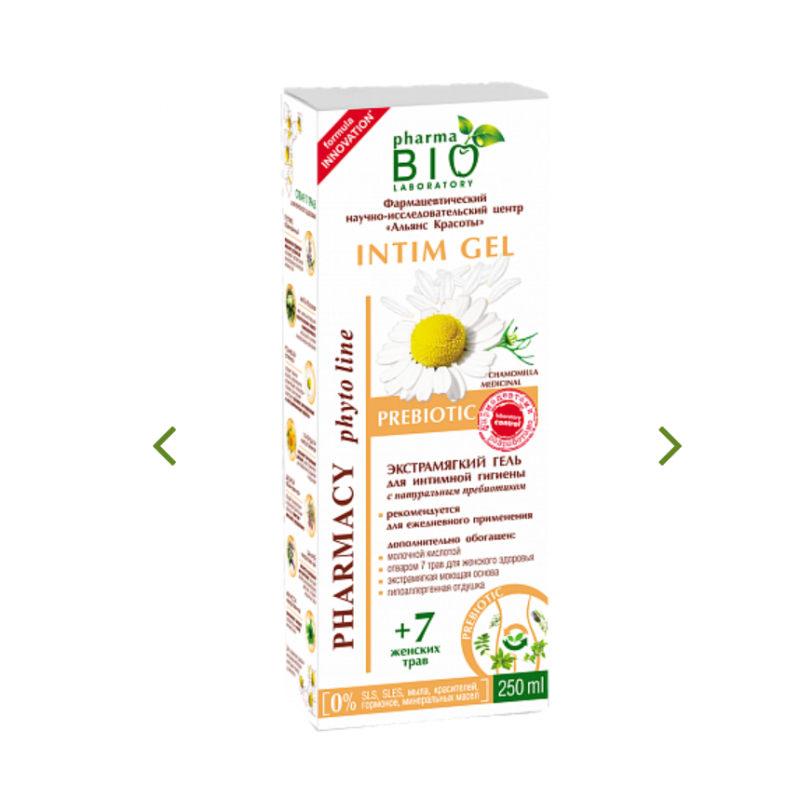 Delikatny żel do higieny intymnej z prebiotykiem 250ml Pharma Bio Laboratory rumianek ortylia nagietek oregano mlisa