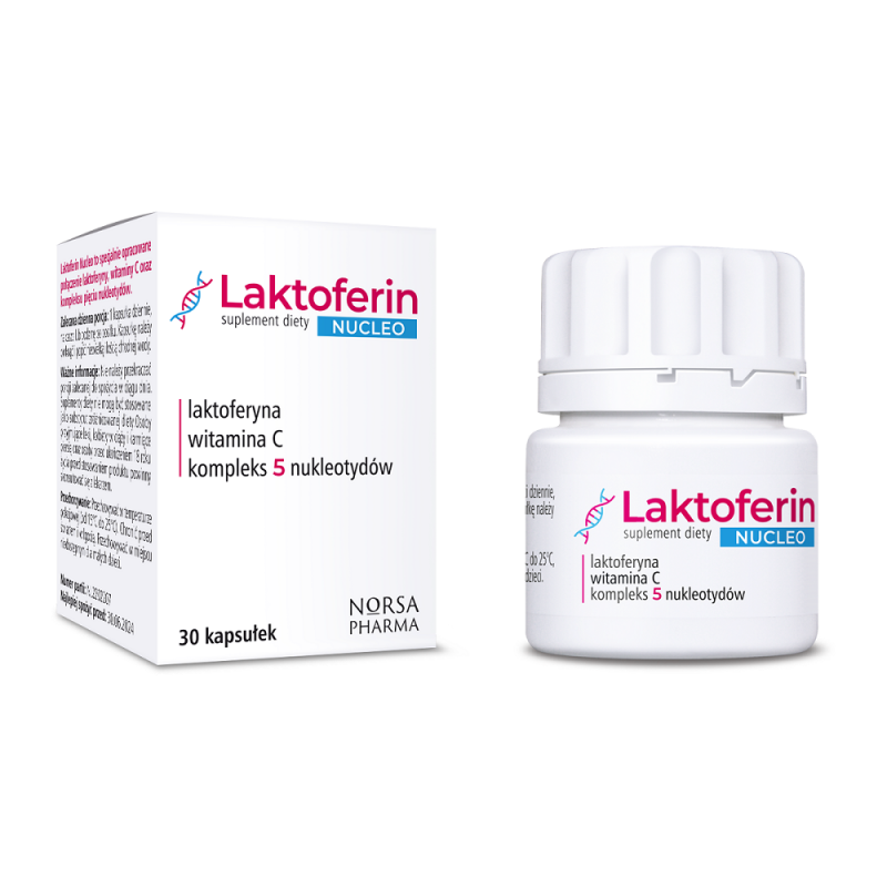 Laktoferin Nucleo 30 kaps. Norsa Pharma nukleotydy laktoferyna witamina c urydyna cytydyna inozyna guanozyna adenozyna