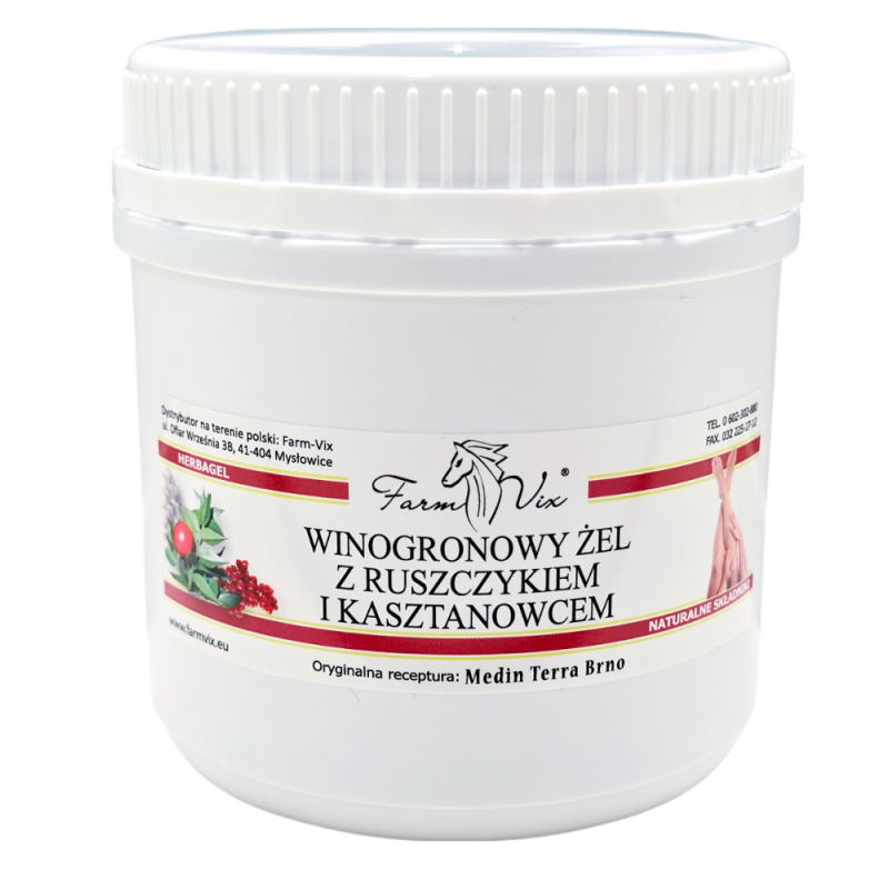 Żel winogronowy z Ruszczykiem i Kasztanowcem 600g Farm-Vix