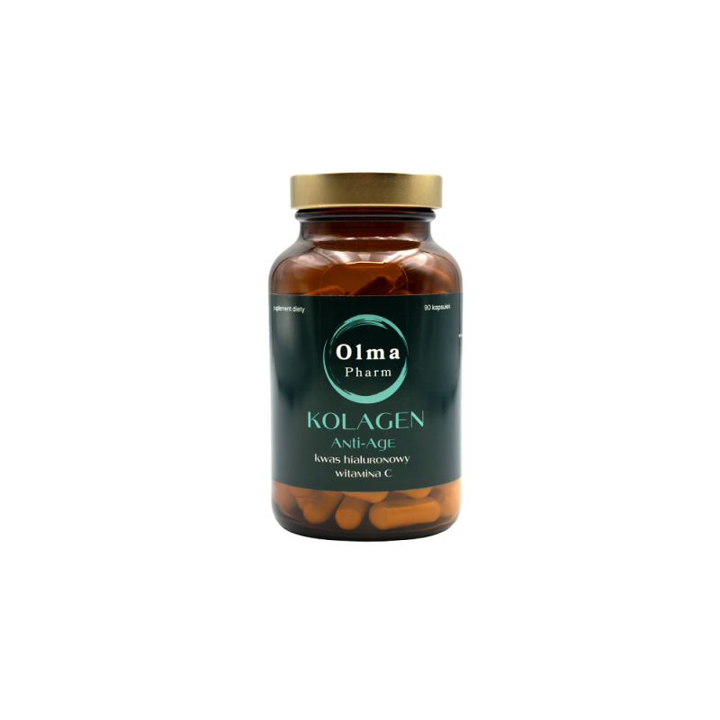 Kolagen Anti-Age 90 kaps. Olma Pharm hydrolizowany kolagen rybi kwas hialuronowy witamina C hialuronian sodu
