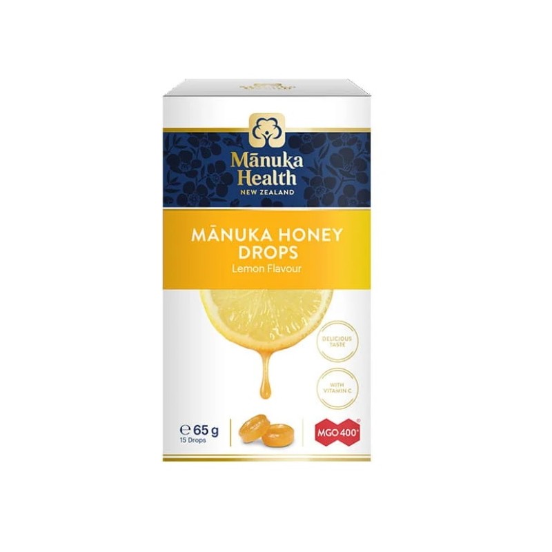 Cukierki z Miodem Manuka MGO400+ o smaku cytrynowym - 15 szt. w opakowaniu Manuka Health miód manuka kwas l-askorbinowy