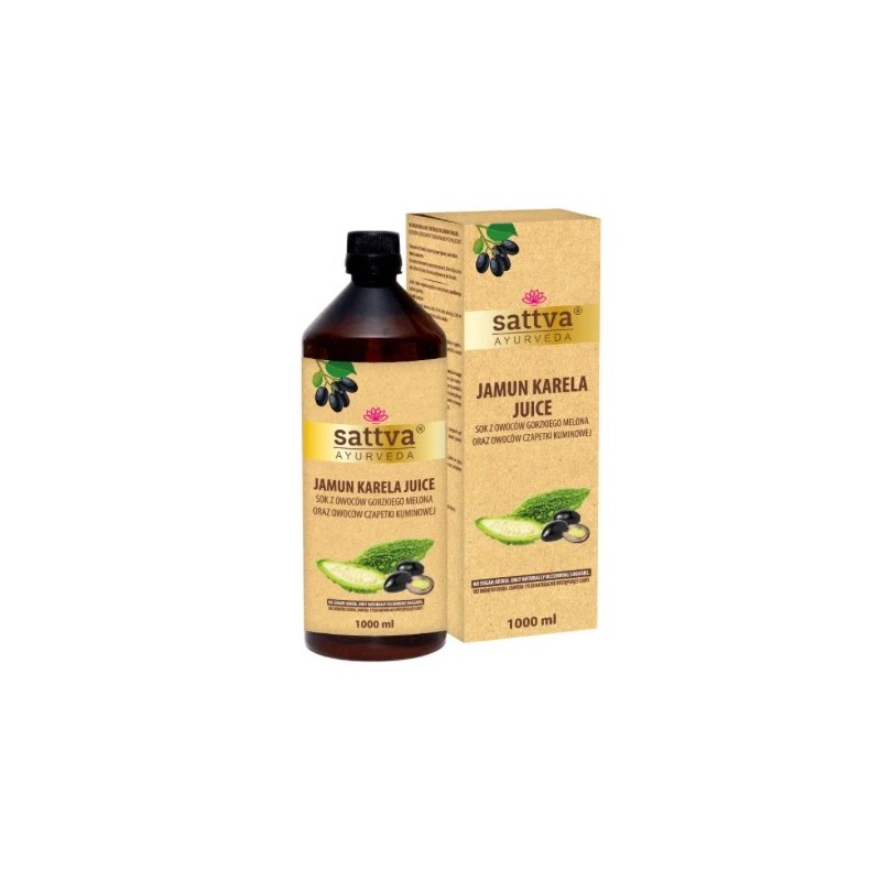 Sok z Gorzkiego Melona i Czapetki kuminowej 1000ml  Sattva Ayurveda Jamun Karela syzygium cumini momordica charantia