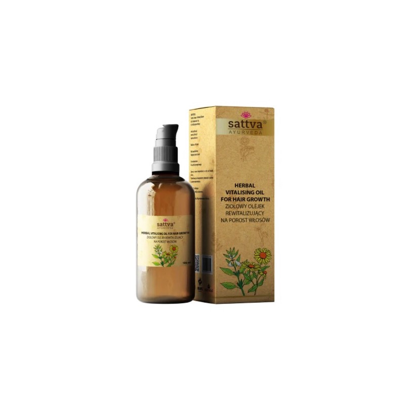 Olejek ziołowy rewitalizujący na porost włosów 100ml Sattva Ayurveda amla bhringraj shikakai mulethi