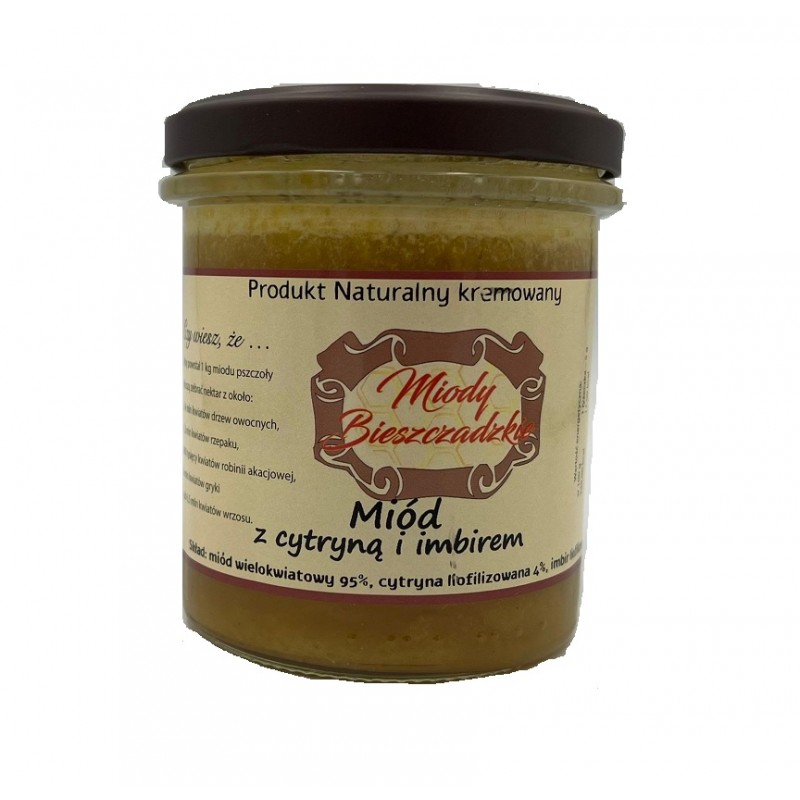 Miód wielokwiatowy z cytryną i imbirem 400g Miody Bieszczadzkie