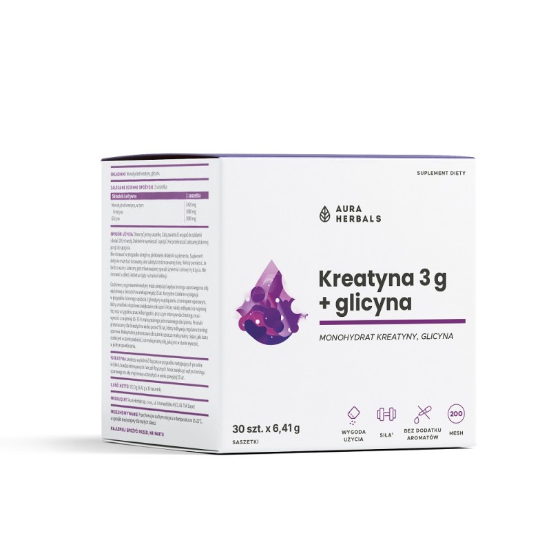 Kreatyna 3g + glicyna 30 szasz. Aura Herbals monohydrat kreatyny