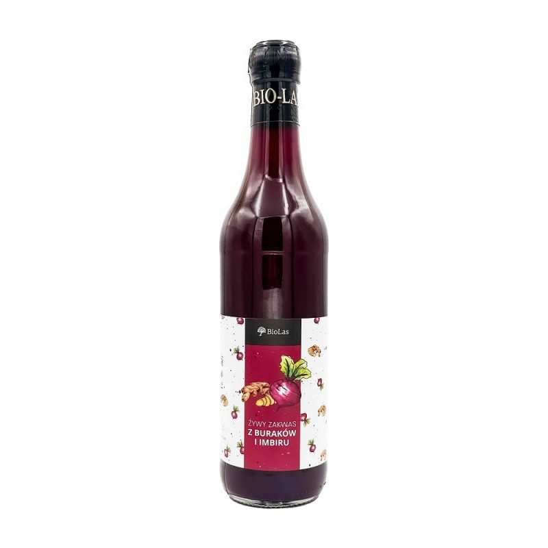 Żywy zakwas z buraków i imbiru 500ml BioLas burak imbir czonsek liść laurowy koper