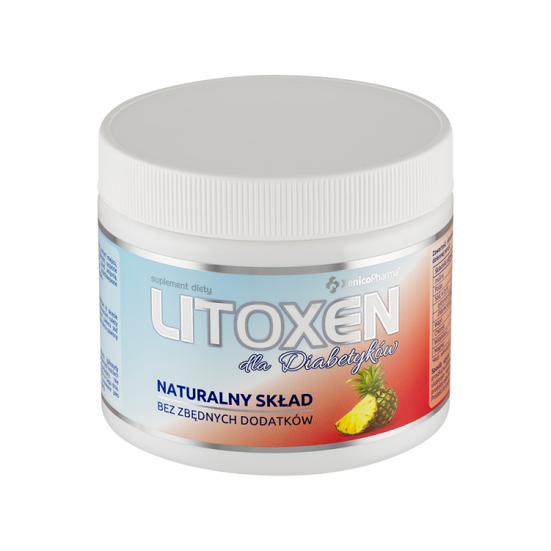Litoxen dla diabetyków o smaku ananasowym 162g Xenico Pharma inulina potas sód wapń chloerk magnez kwas l-askorbinowy