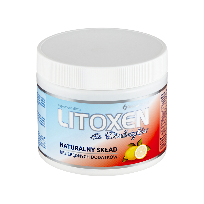 Litoxen dla diabetyków o smaku cytrusowym 172,5g Xenico Pharma inulina potas sód wapń chlorek magnez kwas l-askorbinowy