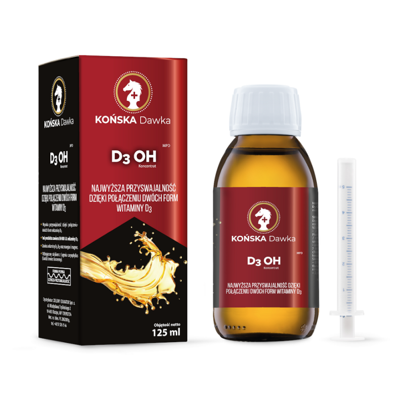 Witamina D3 OH + K2MK7 125ml Końska Dawka cholekalcyferol 25-hydroksycholekalcyferol