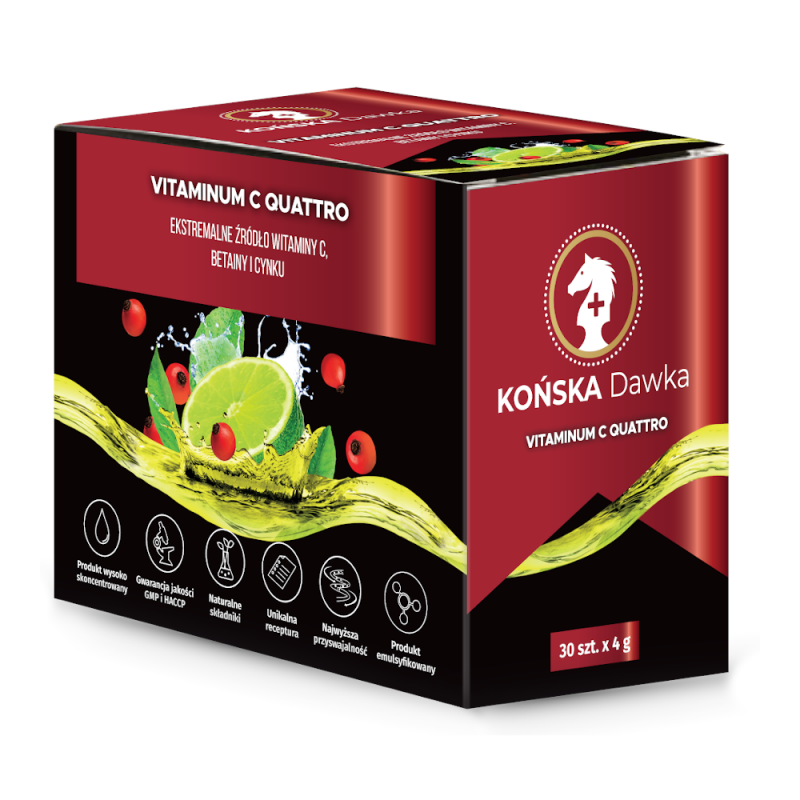 Vitaminum C Quattro 30 sasz. Końska Dawka betaina cynk acerola dzika róża kwas L-askorbinowy askorbinian sodu