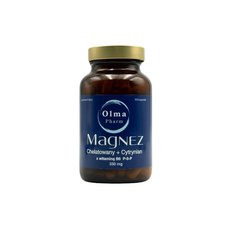 Magnez chelatowany + cytrynian + witamina B6 100 kaps. Olma Pharm diglicynian magnezu cytrynian magnezu pirydoksalo-5-fosforan