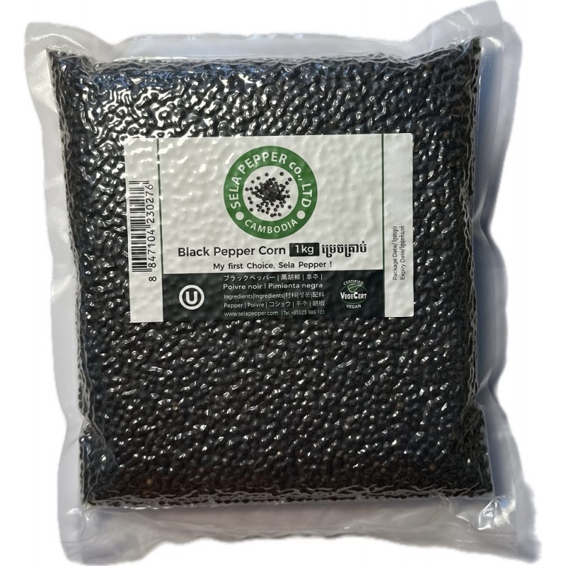 Pieprz czarny ziarnisty z Kambodży 1000g Sela Pepper Black Pepper
