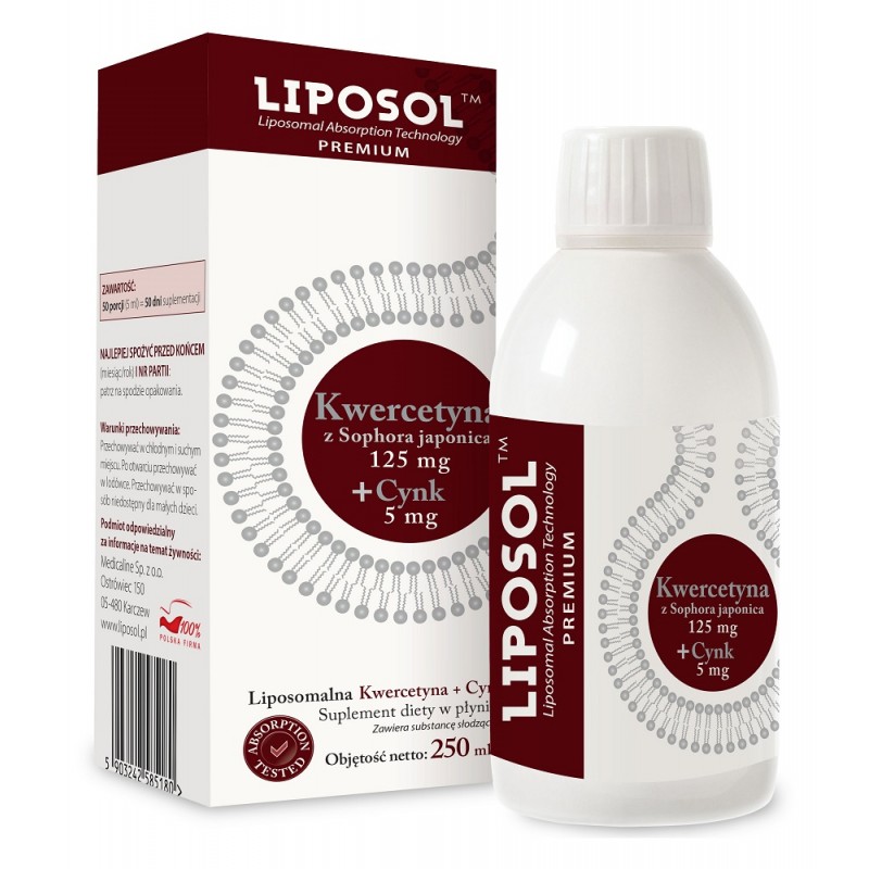 Liposol Kwercetyna + Cynk 250ml Medicaline liposomalna kwercetyna glukonian cynku