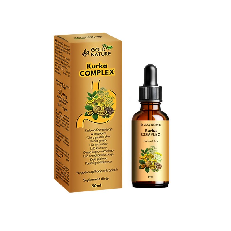 Kurka Complex 50ml Gold Nature olej z pestek dyni kurka grzyb tymianek liść laurowy koper włoski ziele piołunu