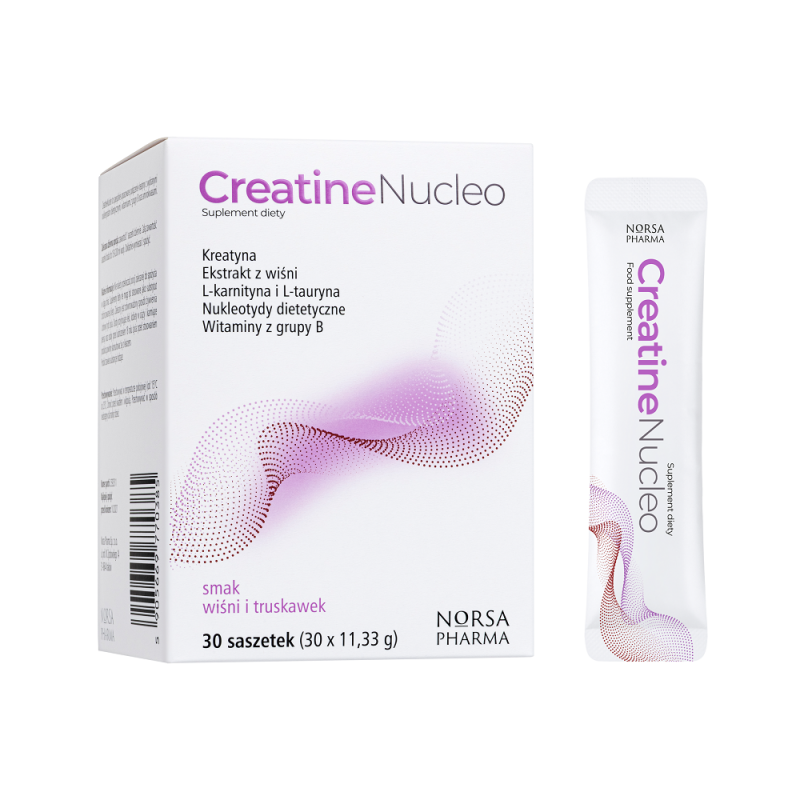 Creatine Nucleo o smaku wiśni i truskawek 30 sasz. Norsa Pharma kreatyna karnityna tauryna nukleotydy witamina B
