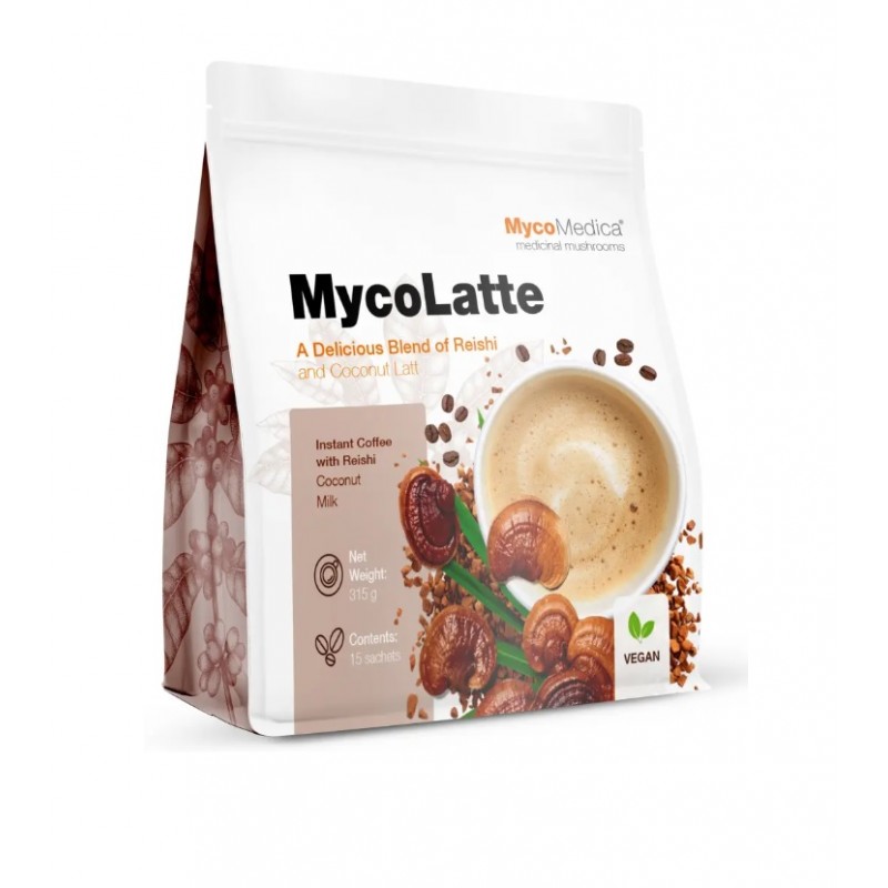 MycoLatte 315 g - kawa rozpuszczalna z mlekiem koksowym wzbogacona ekstraktem z Reishi MycoMedica
