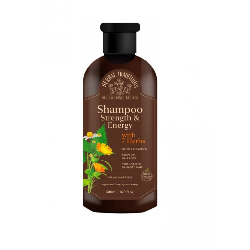 Szampon do włosów wzmacniający i stymulujący wzrost z 7 ziołami 500 ml Herbal Traditions