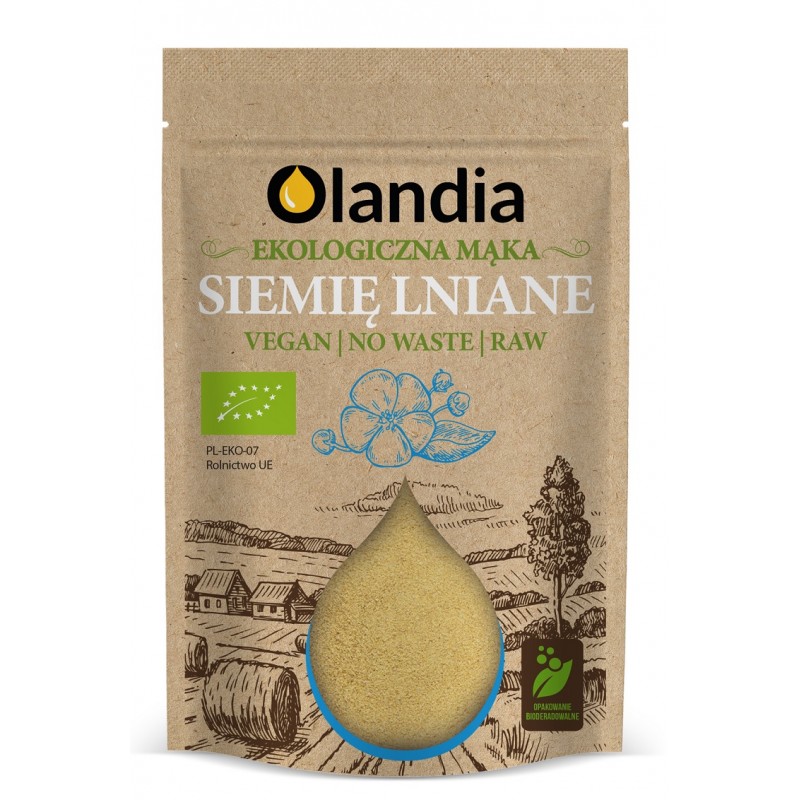 Mielone siemię lniane ekologiczne odtłuszczone 400g Olandia ekologiczna mąka lniana lignany aminokwasy egzogenne