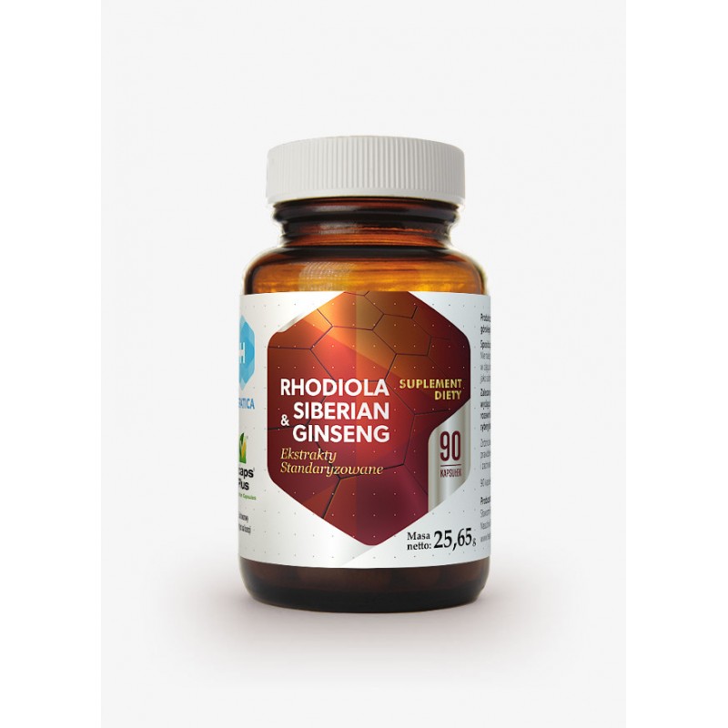 Rhodiola & Siberian Ginseng 90 kaps. Hepatica wyciąg różeńca górskiego wyciąg korzeń żeń-szeń syberyjski